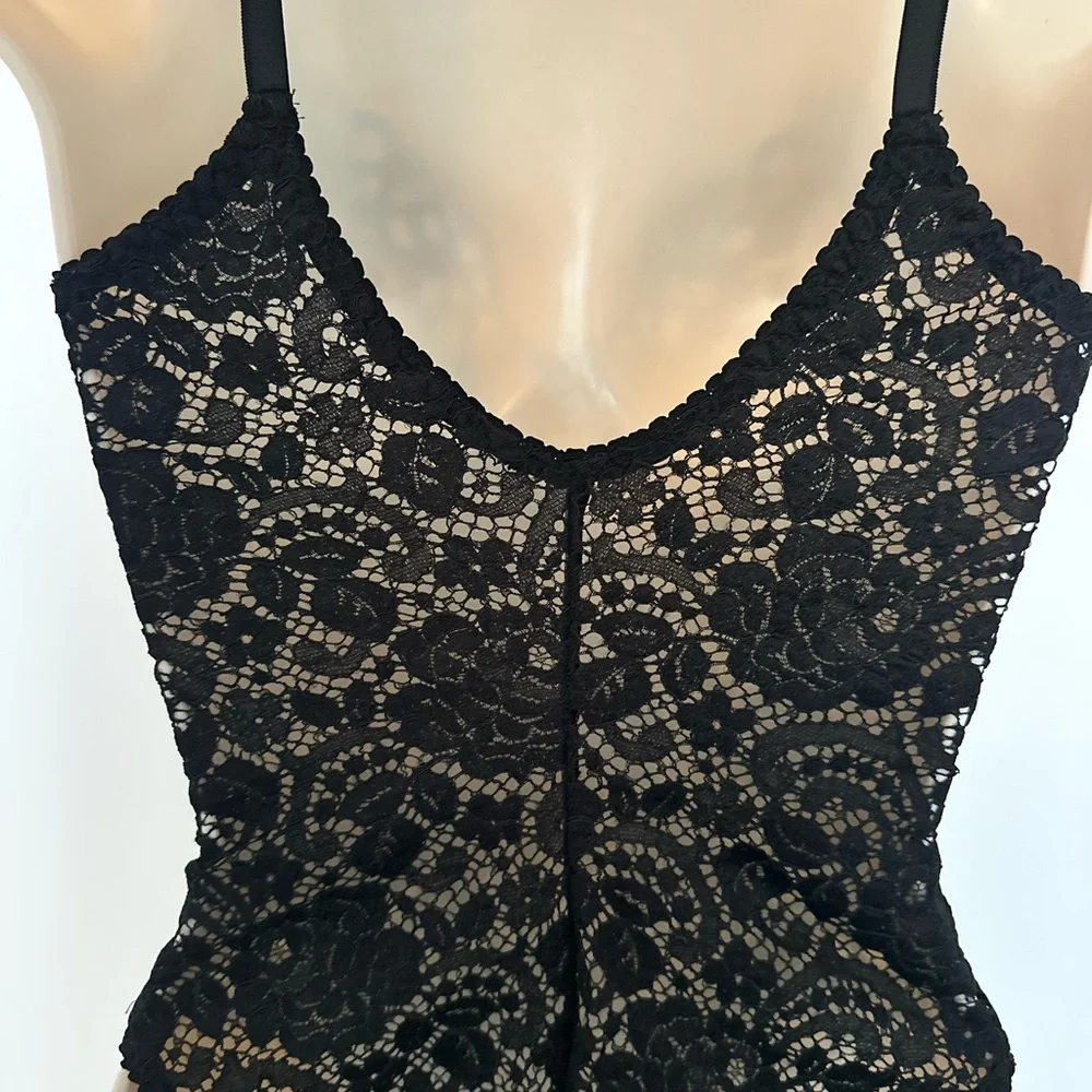 La Perla Documented collectors Black Lace Bodysuit with Fishnet Hosiery